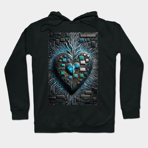 Valentine's Day CPU Motherboard Heart Hoodie by FurryBallBunny